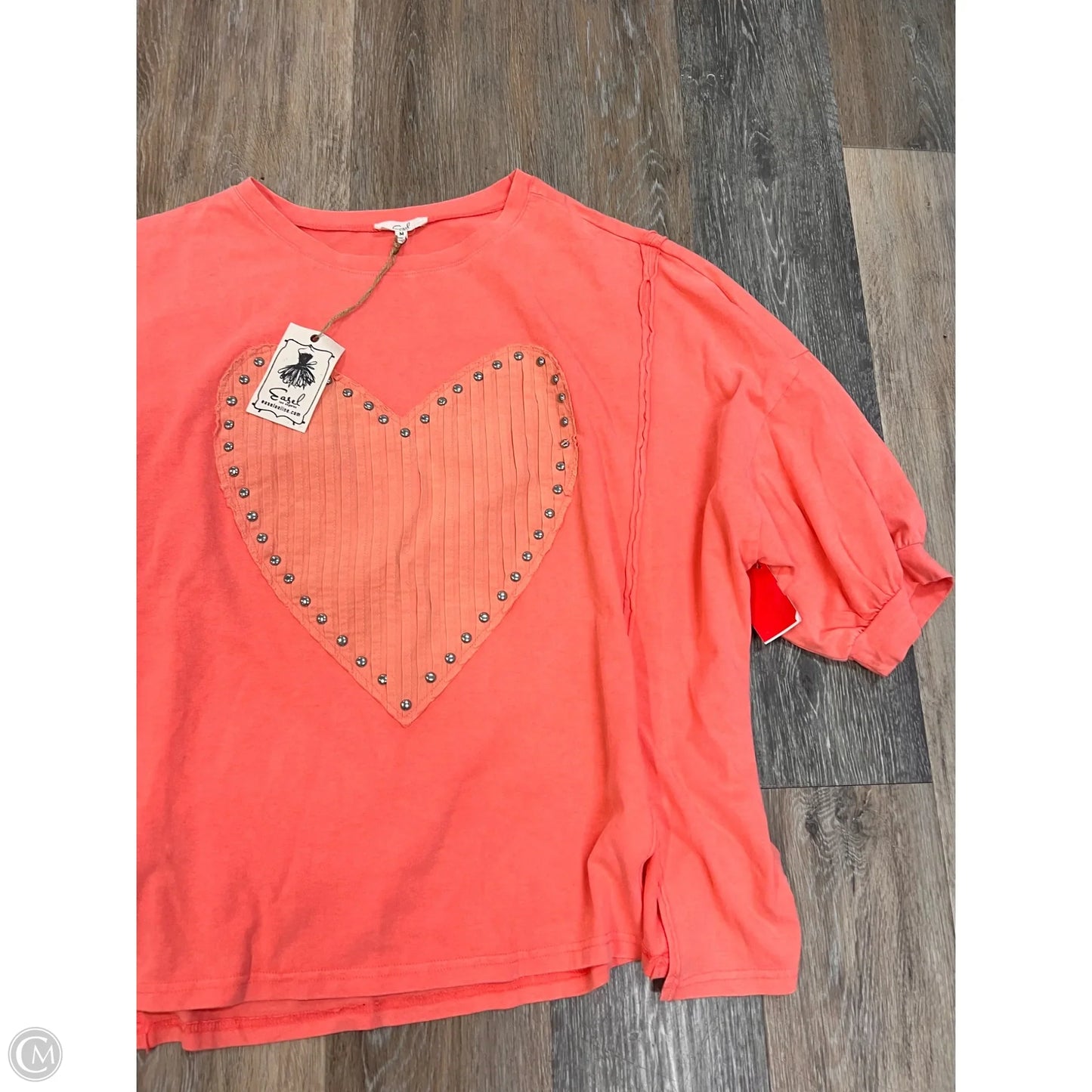 Top Short Sleeve By Easel In Coral, Size: M