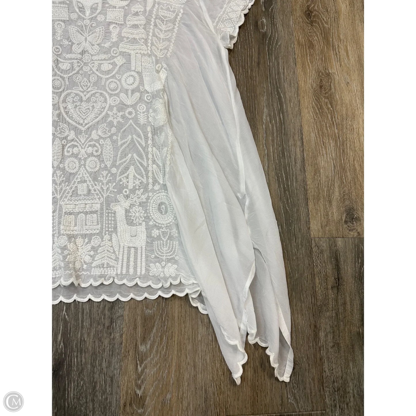 Blouse Short Sleeve By Johnny Was In White, Size: Xl