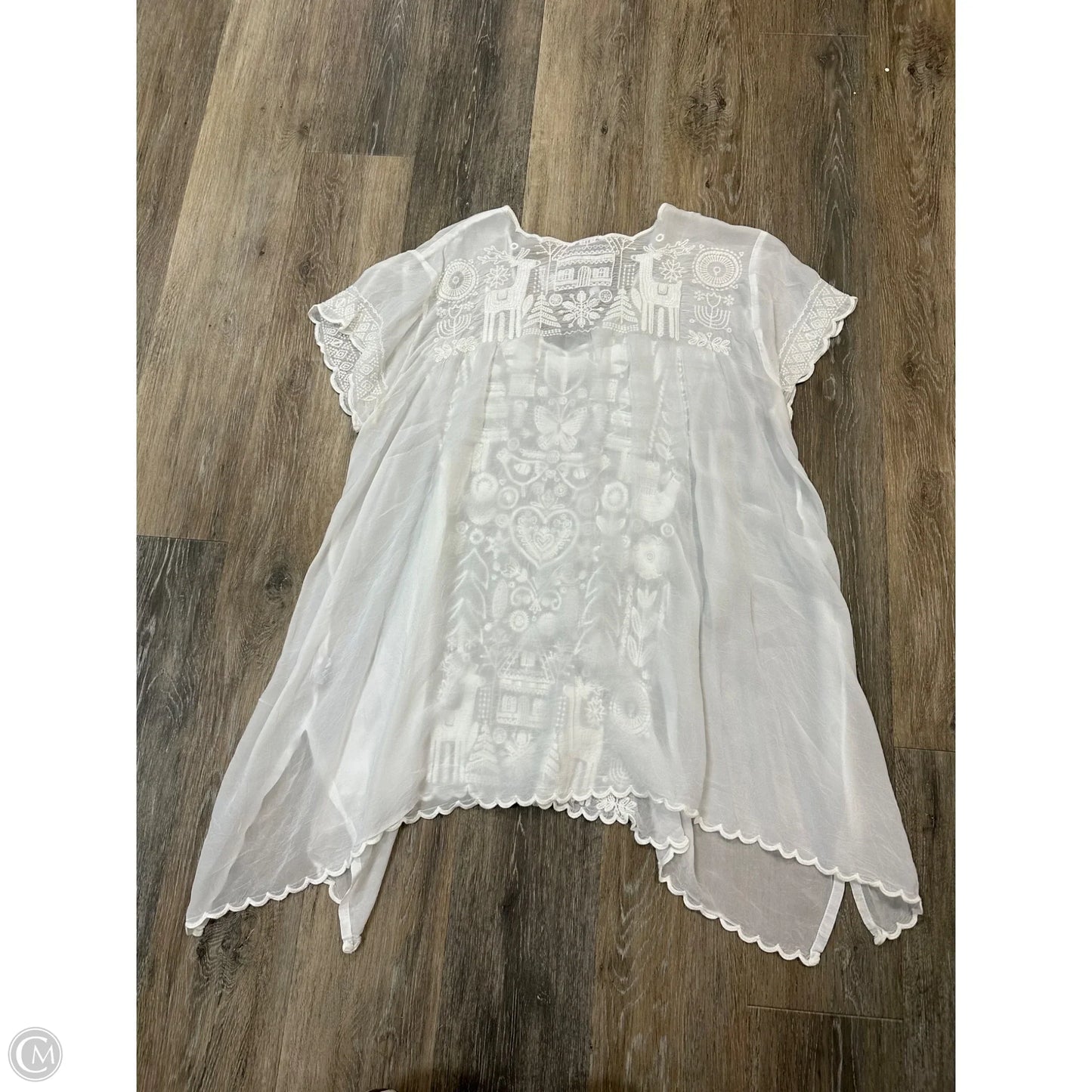 Blouse Short Sleeve By Johnny Was In White, Size: Xl