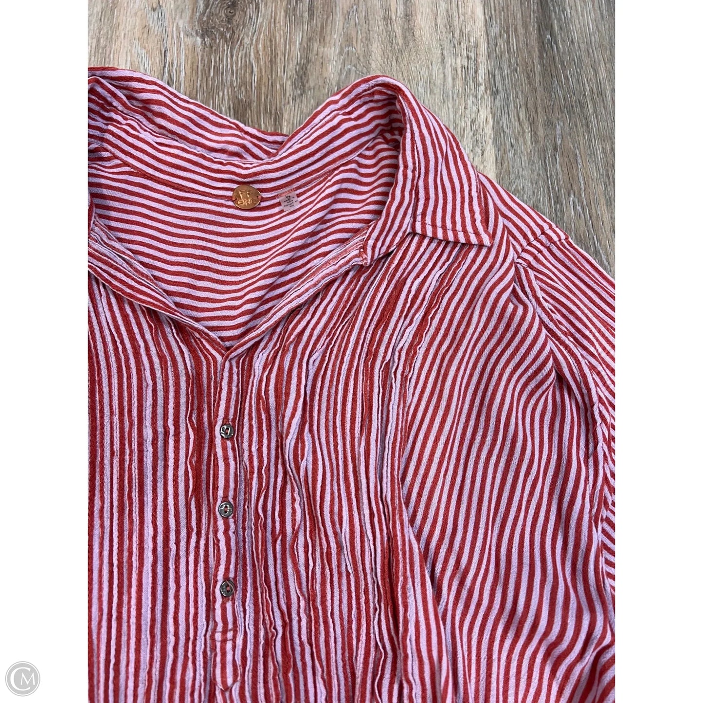 Blouse Long Sleeve By Free People In Striped Pattern, Size: L