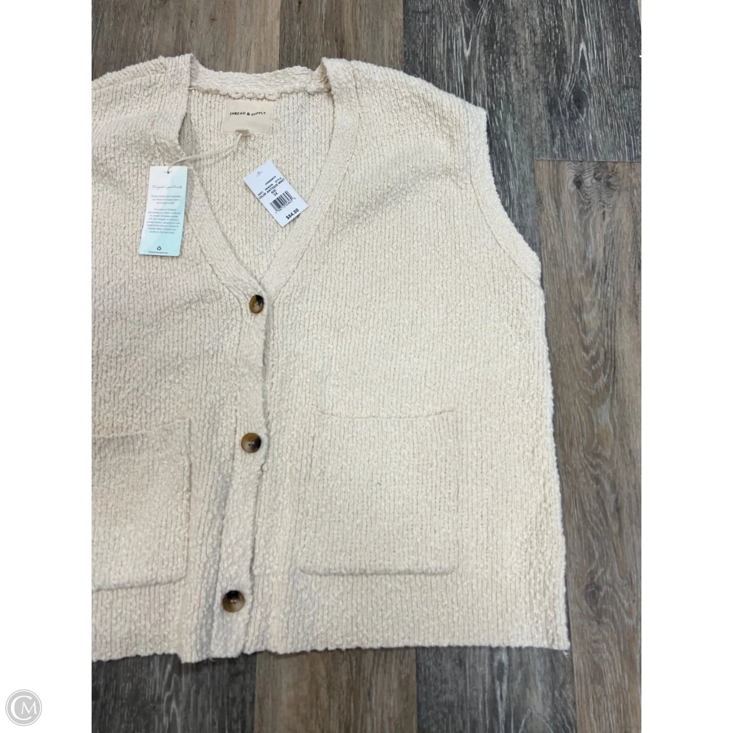 Vest Sweater By Thread And Supply In Cream, Size: 3x