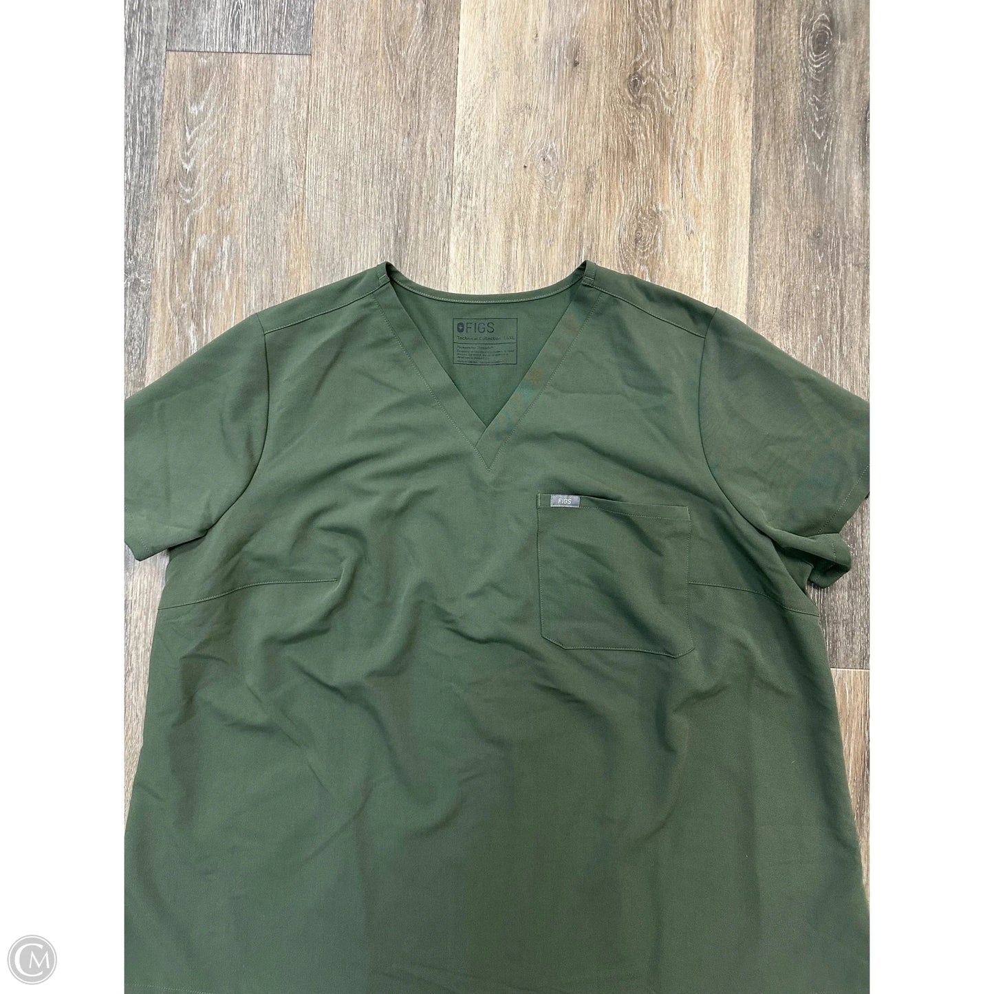 Athletic Top Short Sleeve By Figs In Green, Size: 4XL