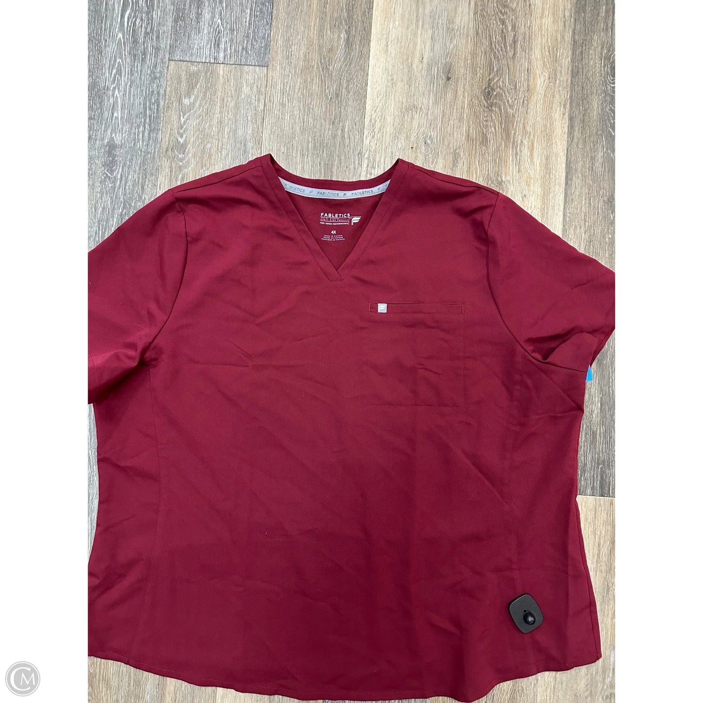 Scrub Top Short Sleeve By Fabletics In Maroon, Size: 4x