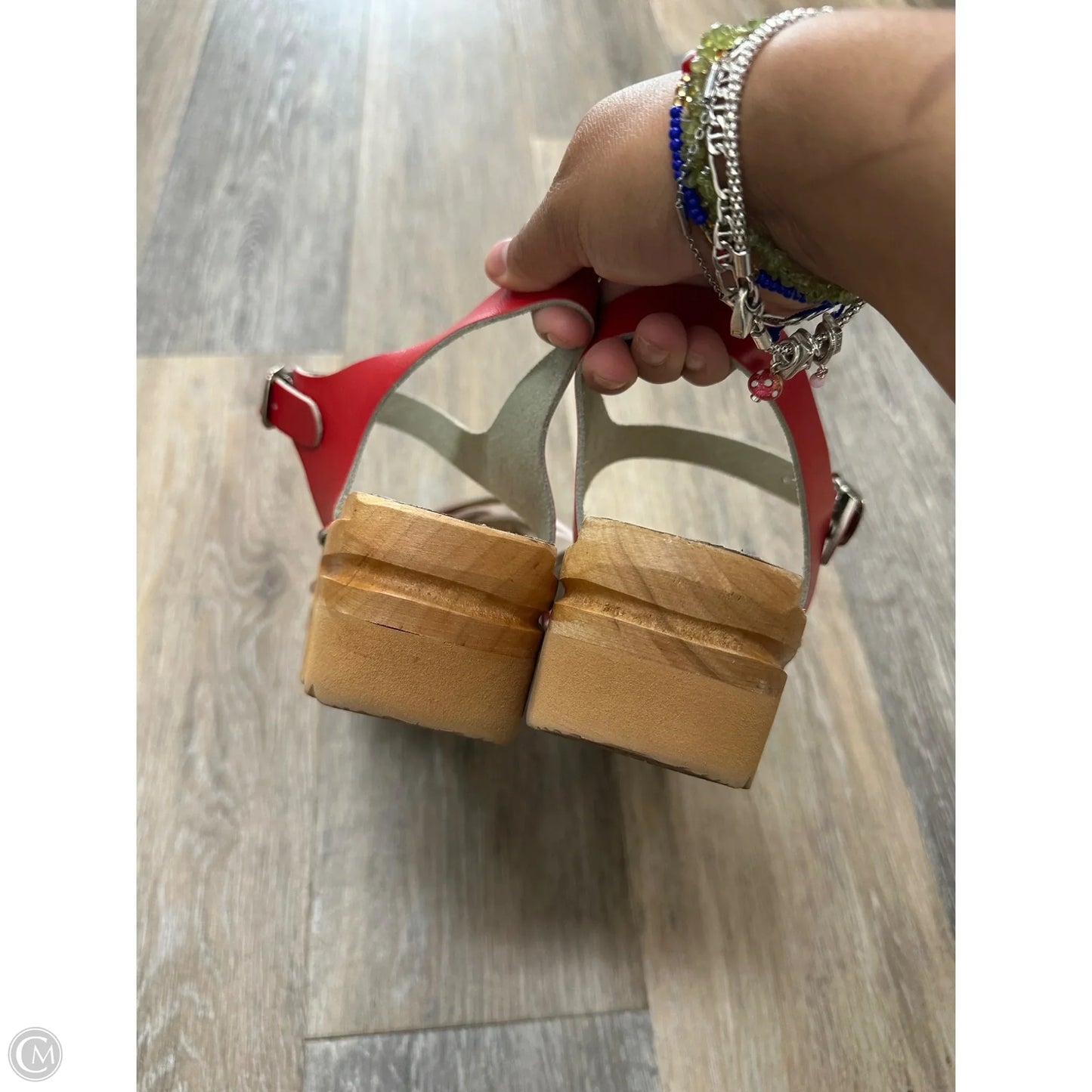 Sandals Heels Block By Troentorps In Red & Tan, Size: 10