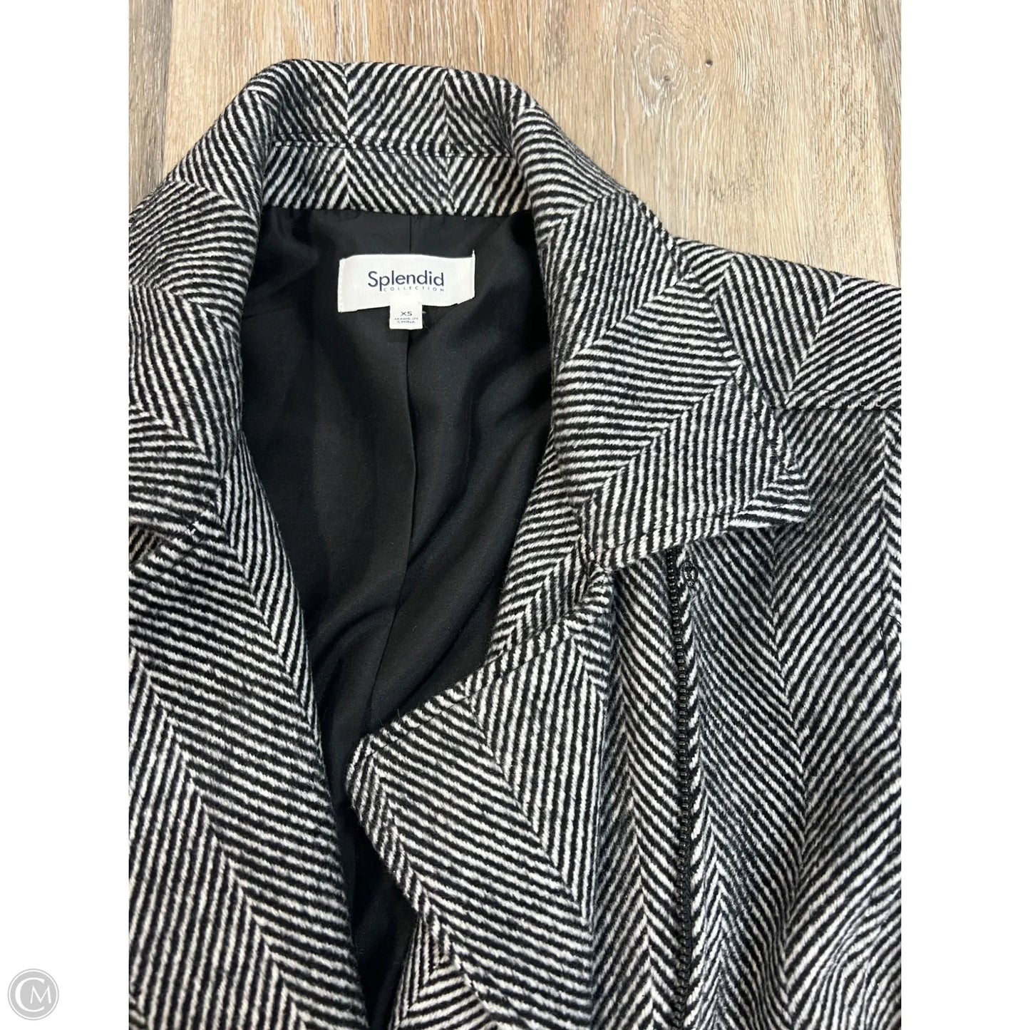Jacket Moto By Splendid In Black & White, Size: Xs