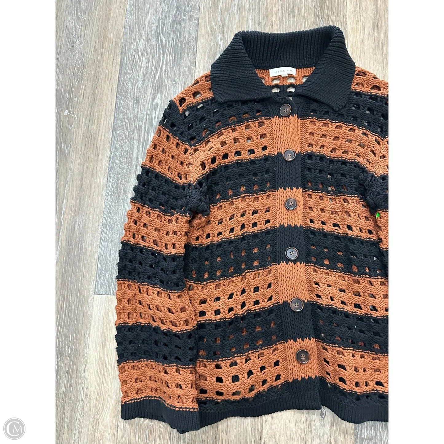Sweater Cardigan By Little Lies In Black & Brown, Size: S