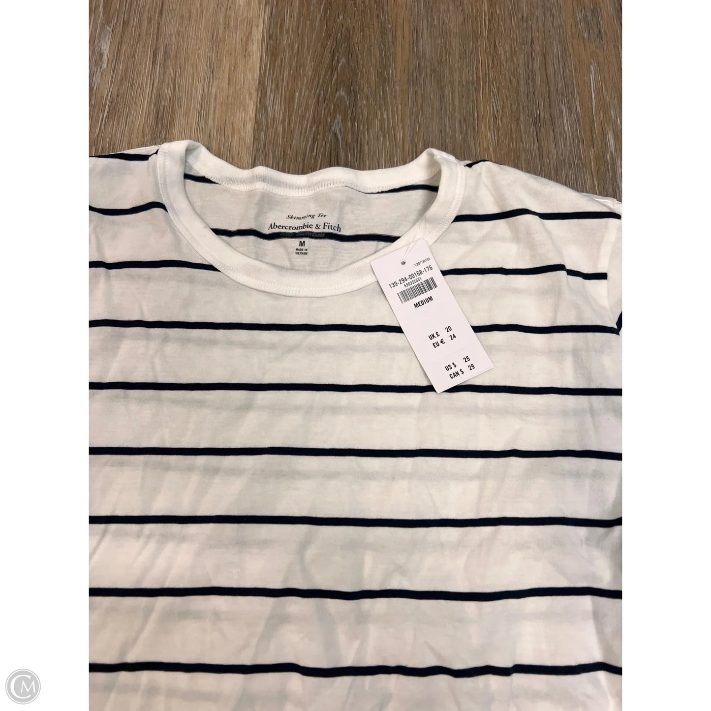 Top Short Sleeve By Abercrombie And Fitch In Striped Pattern, Size: M