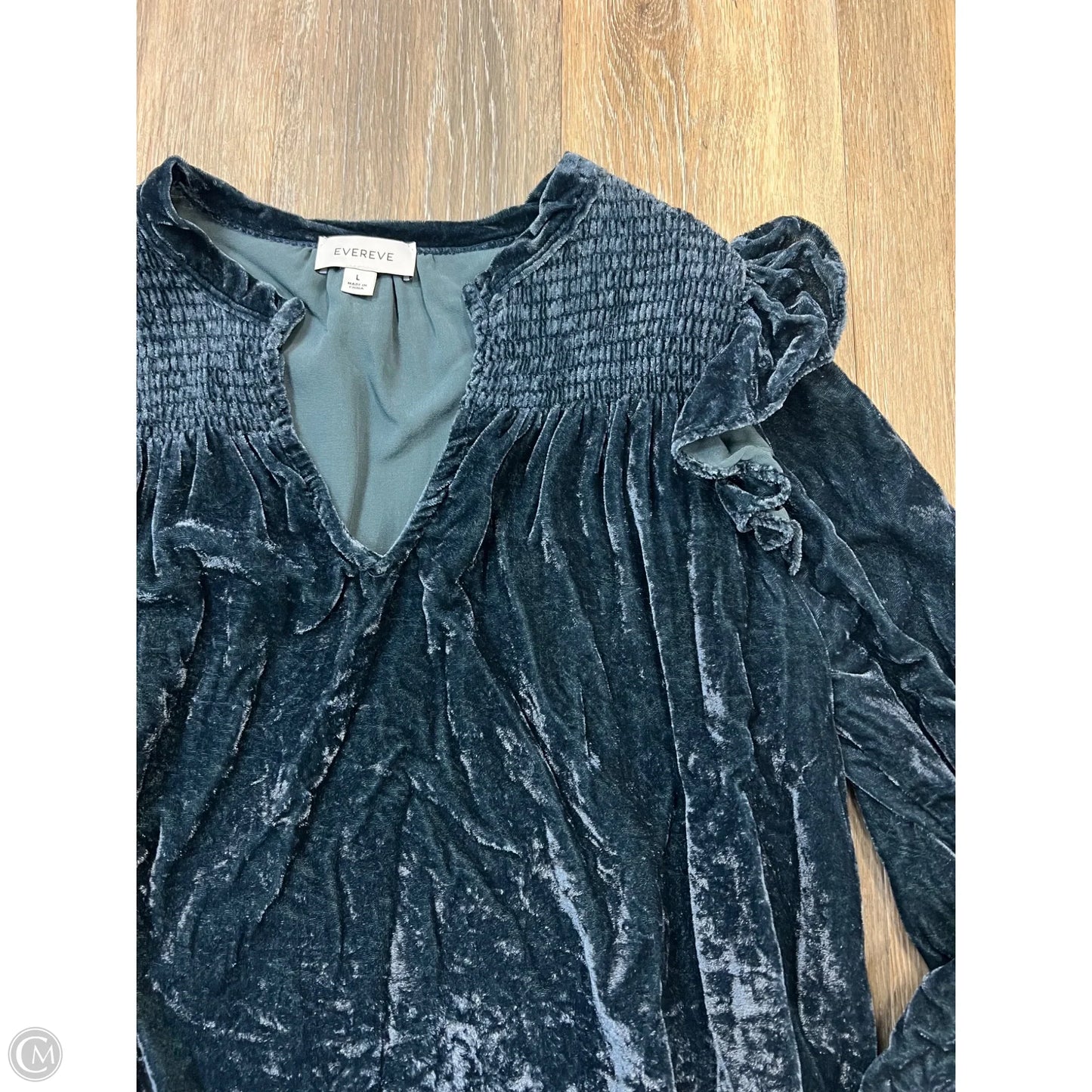 Blouse Long Sleeve By Evereve In Blue, Size: L