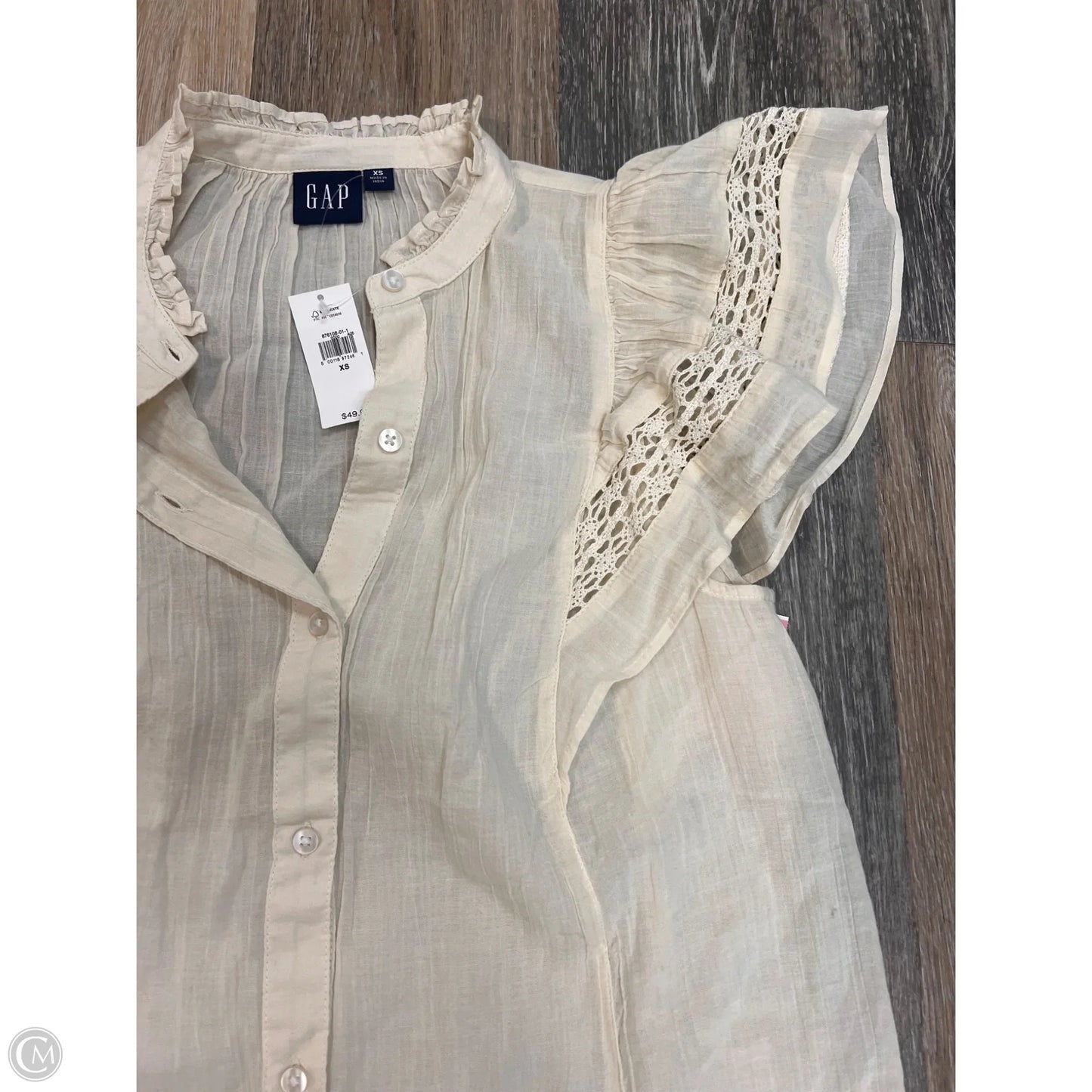Blouse Short Sleeve By Gap In Cream, Size: Xs
