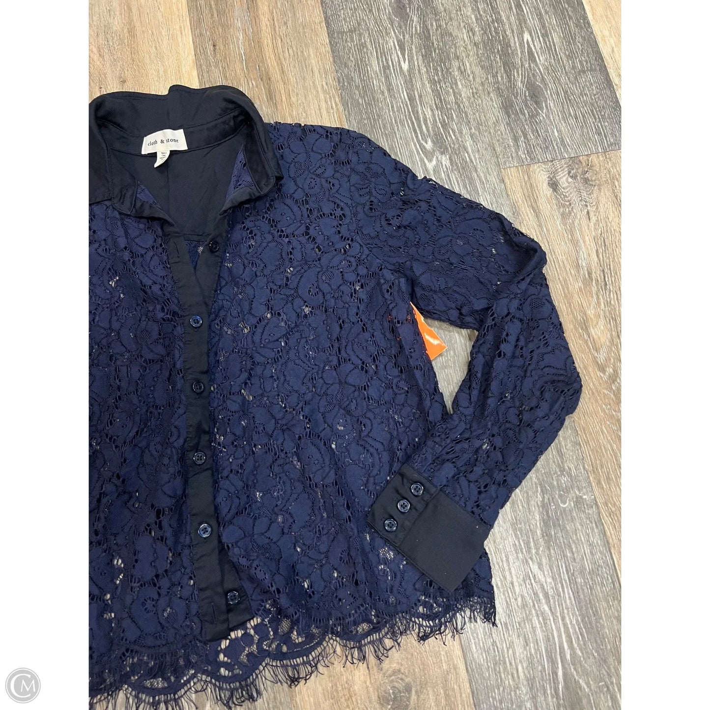 Blouse Long Sleeve By Cloth & Stone In Navy, Size: S