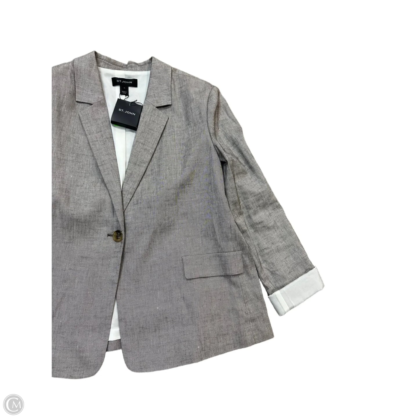 Blazer Luxury Designer By St John Collection In Taupe, Size: 14