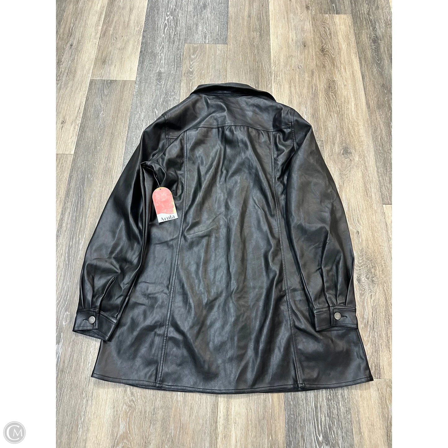 Jacket Leather By Arula In Black, Size: 2x