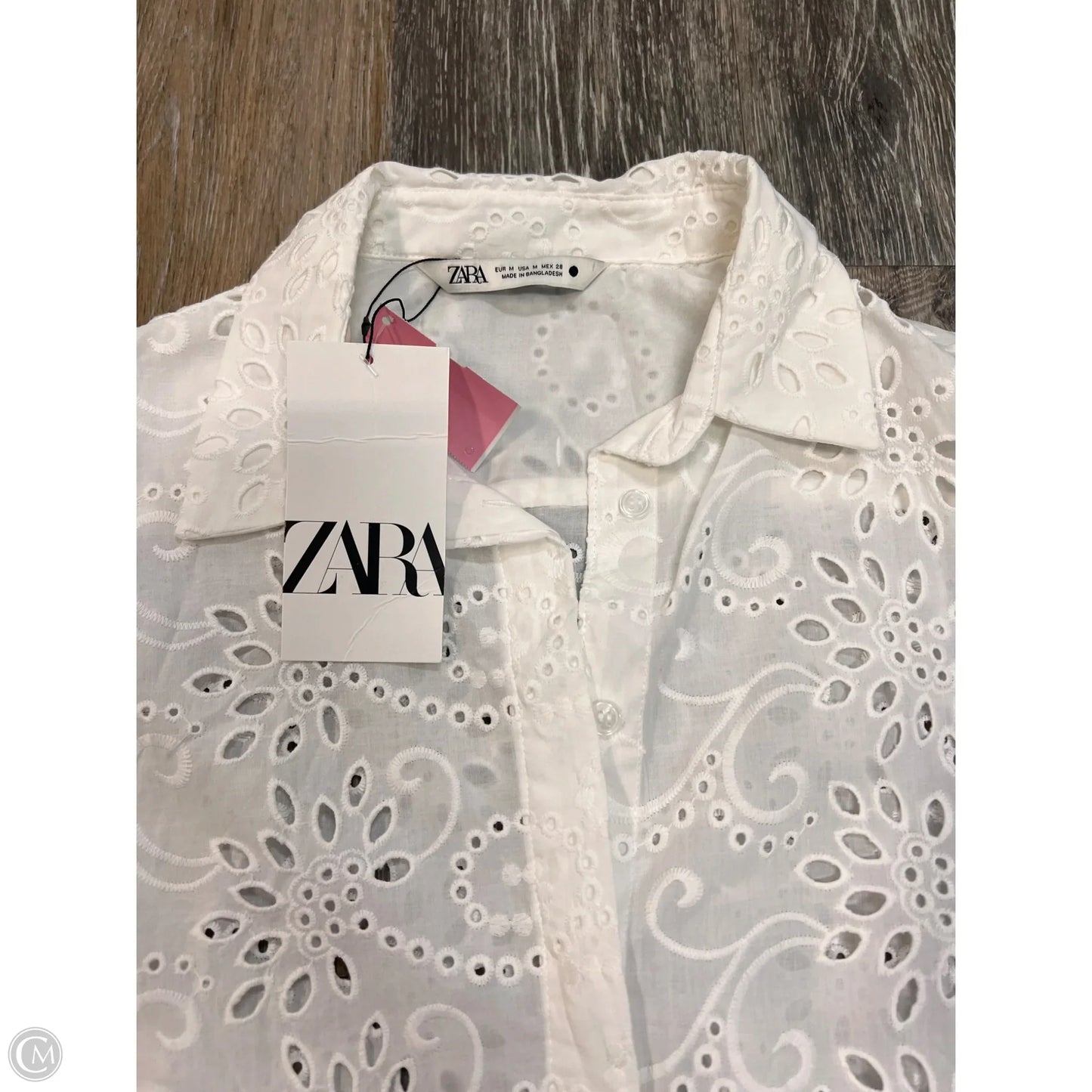 Blouse Long Sleeve By Zara In White, Size: M