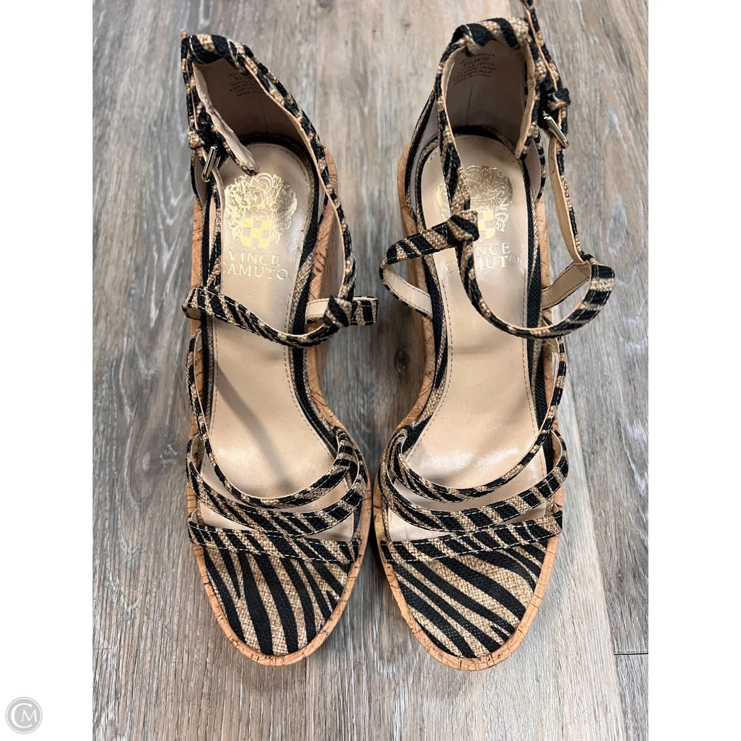 Sandals Heels Wedge By Vince Camuto In Zebra Print, Size: 8.5