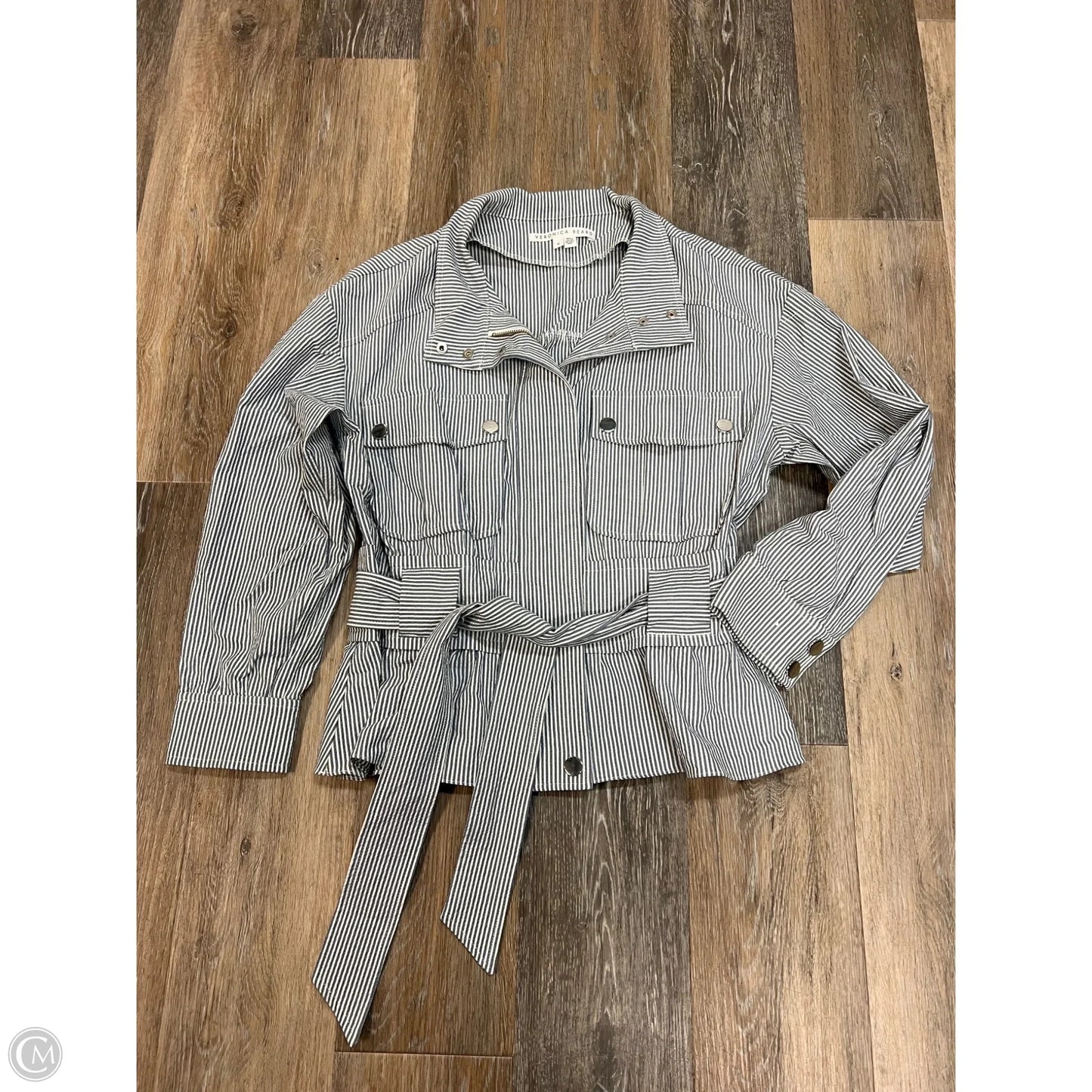 Jacket Designer By Veronica Beard In Silver, Size: M