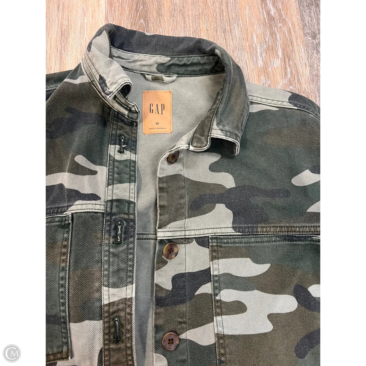 Jacket Shirt By Gap In Camouflage Print, Size: M