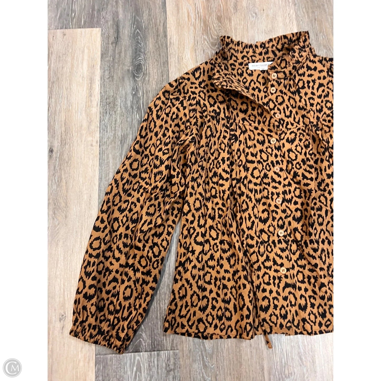 Blouse Long Sleeve By India Collection In Animal Print, Size: M