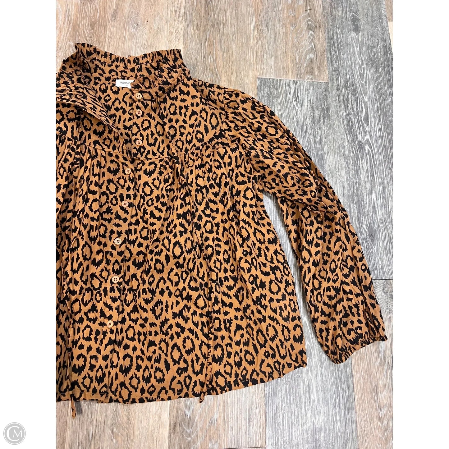 Blouse Long Sleeve By India Collection In Animal Print, Size: M