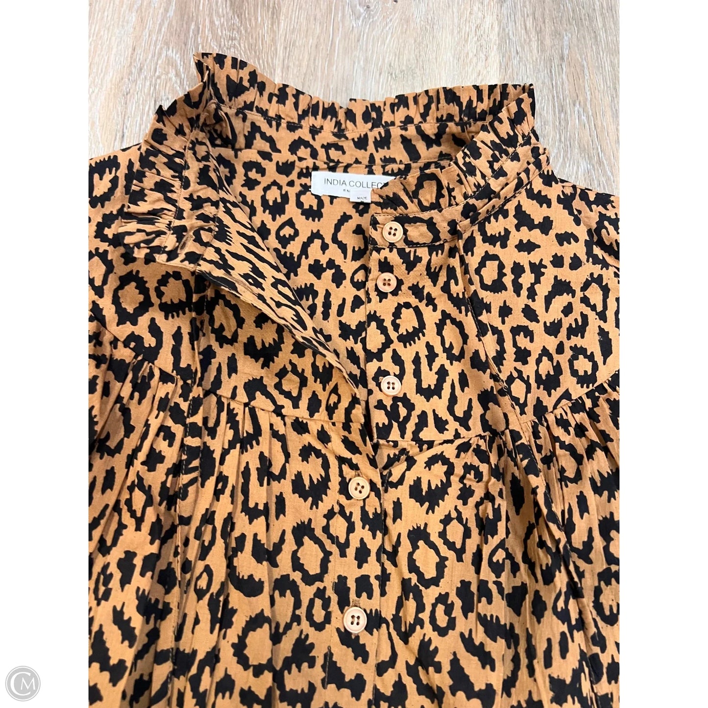 Blouse Long Sleeve By India Collection In Animal Print, Size: M
