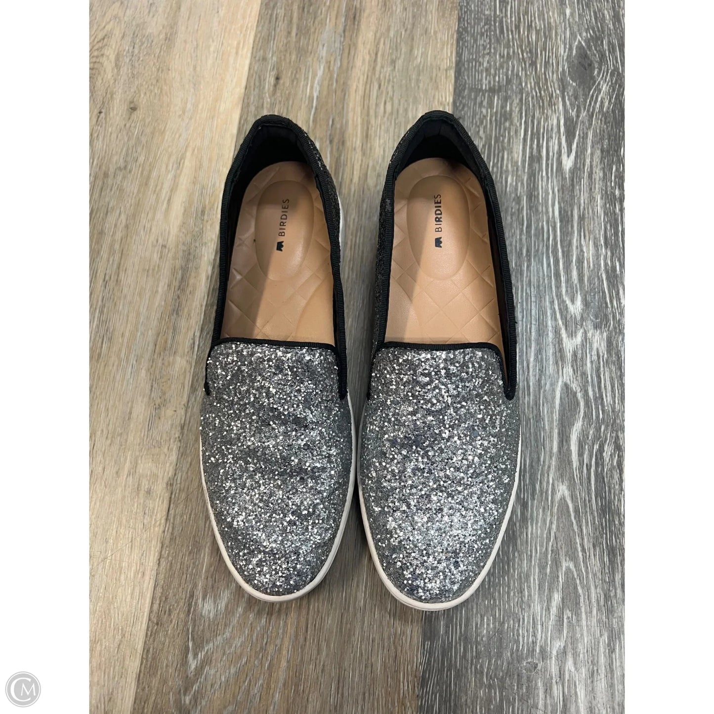Shoes Flats By Birdies In Silver, Size: 7