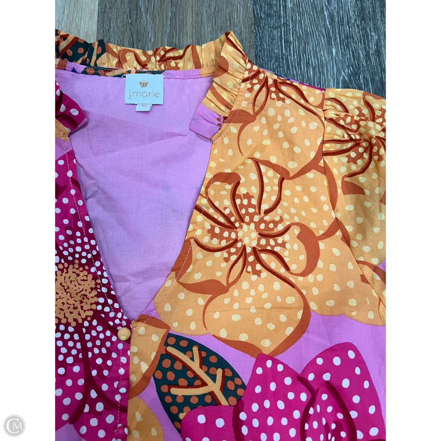 Dress Casual Short By J. Marie In Orange & Pink, Size: M