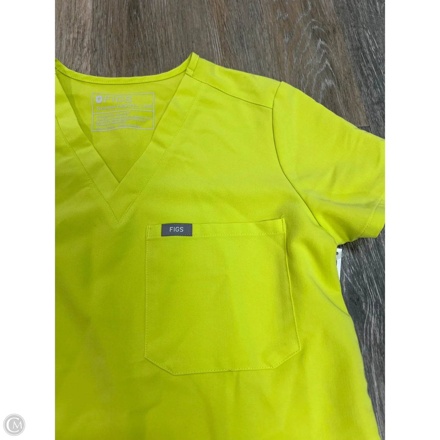 Scrub Top Short Sleeve By Figs In Green, Size: Xxs