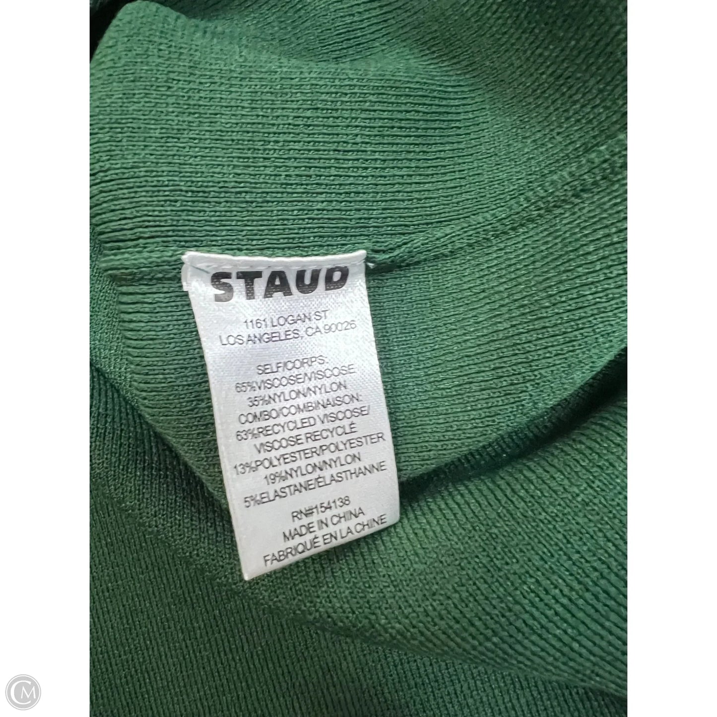 Dress Designer By Staud In Green & White, Size: S