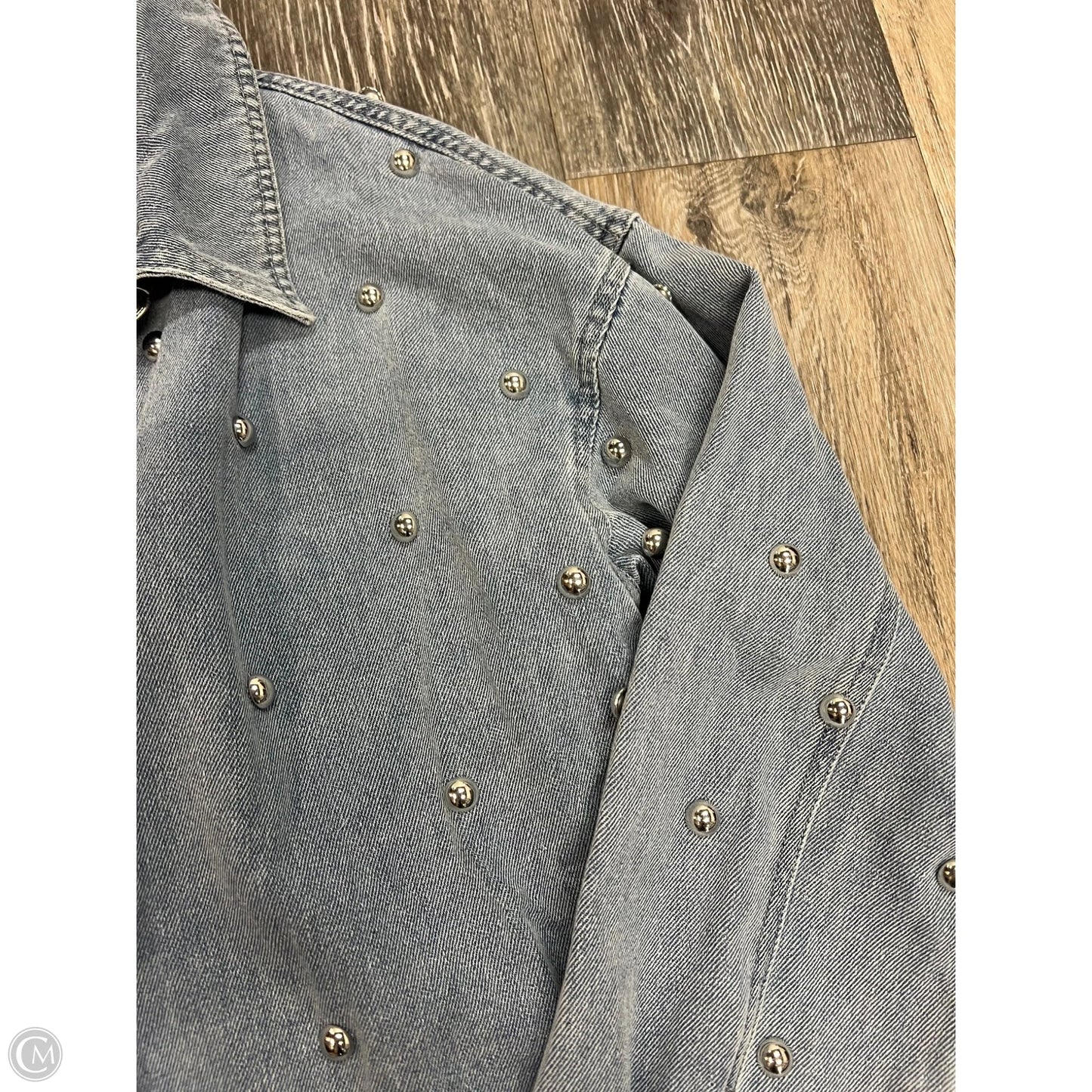 Blouse Long Sleeve By Lov Lov In Blue Denim, Size: M