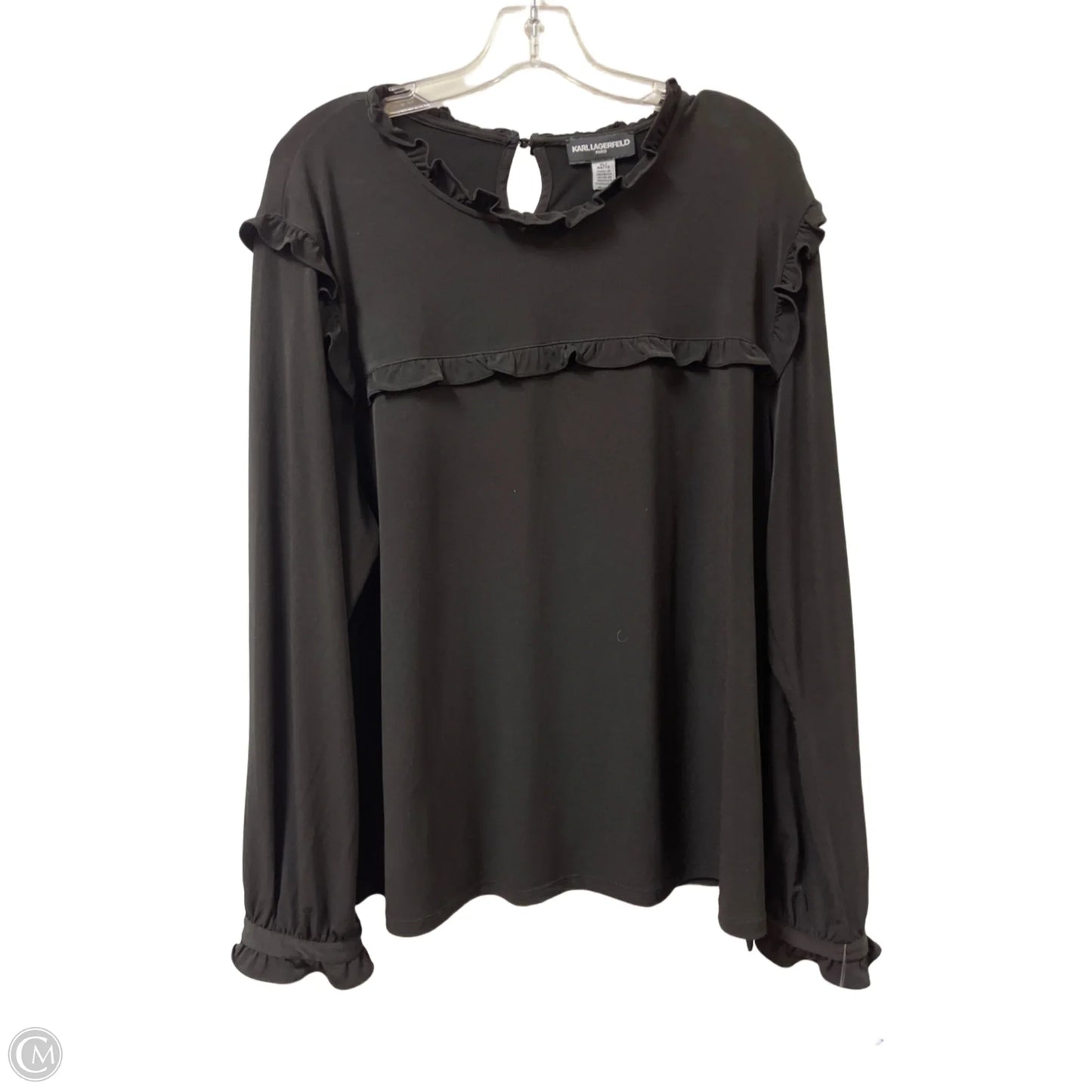 Top Long Sleeve Designer By Karl Lagerfeld In Black, Size: Xl
