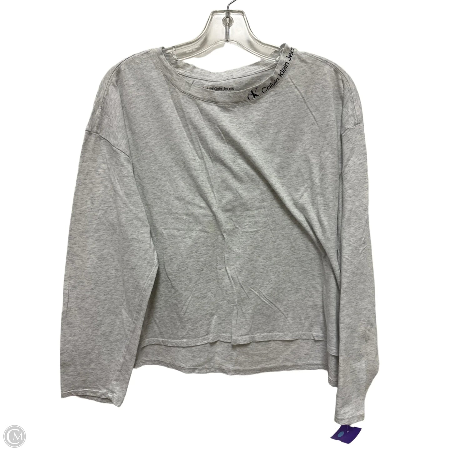 Top Long Sleeve Basic By Calvin Klein In Grey, Size: Xl