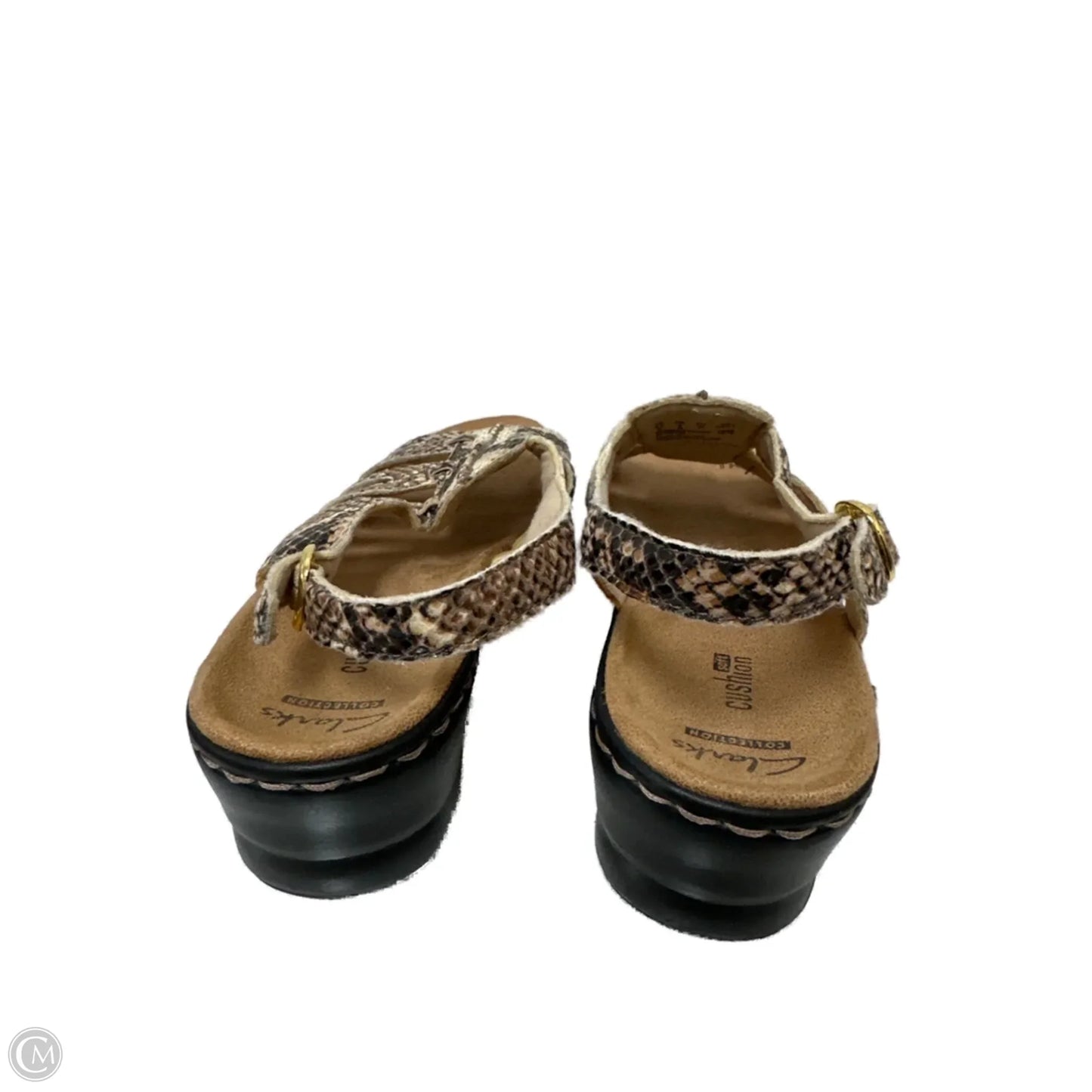 Sandals Flats By Clarks In Snakeskin Print, Size: 8