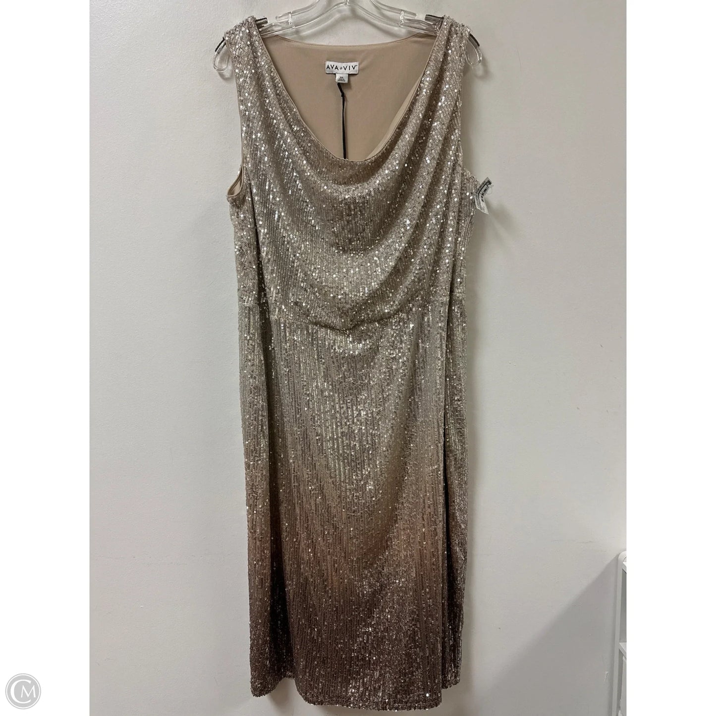 Dress Party Midi By Ava & Viv In Gold, Size: 1x