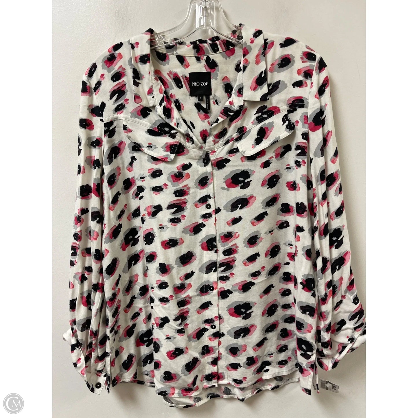 Blouse Long Sleeve By Nic + Zoe In Animal Print, Size: S