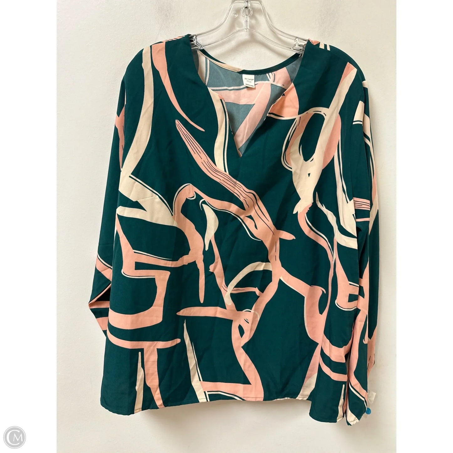 Top Long Sleeve By Clothes Mentor In Green & Pink, Size: 3x