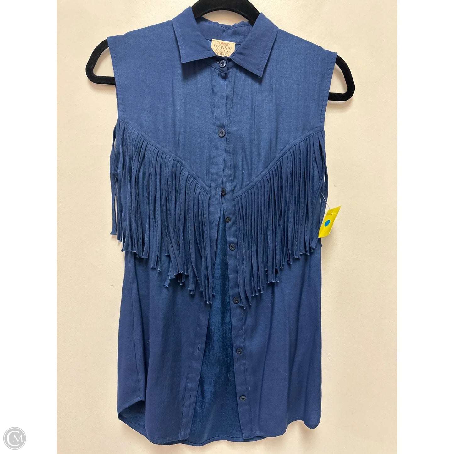 Top Sleeveless By Clothes Mentor In Blue & Brown, Size: Xs