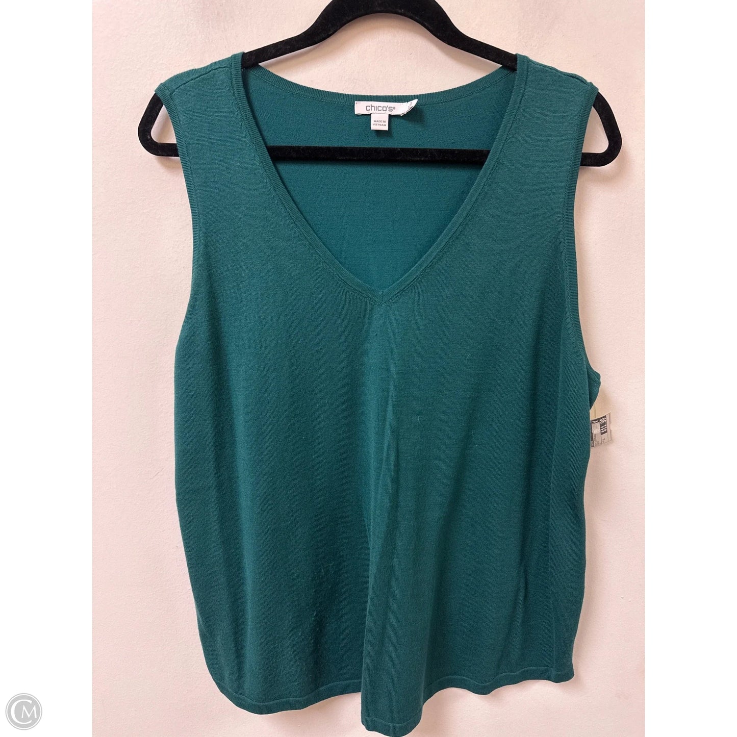 Top Sleeveless By Chicos In Green, Size: Xl