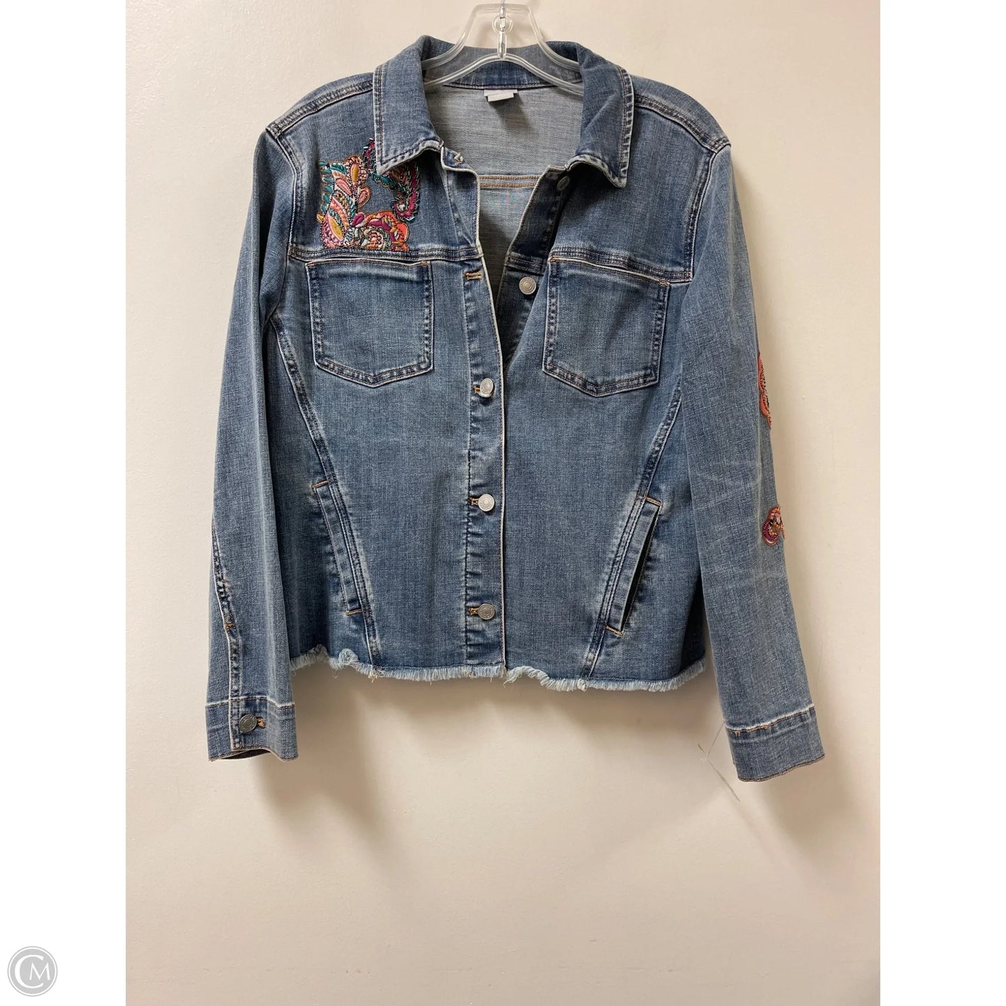Jacket Denim By Chicos In Blue Denim, Size: L