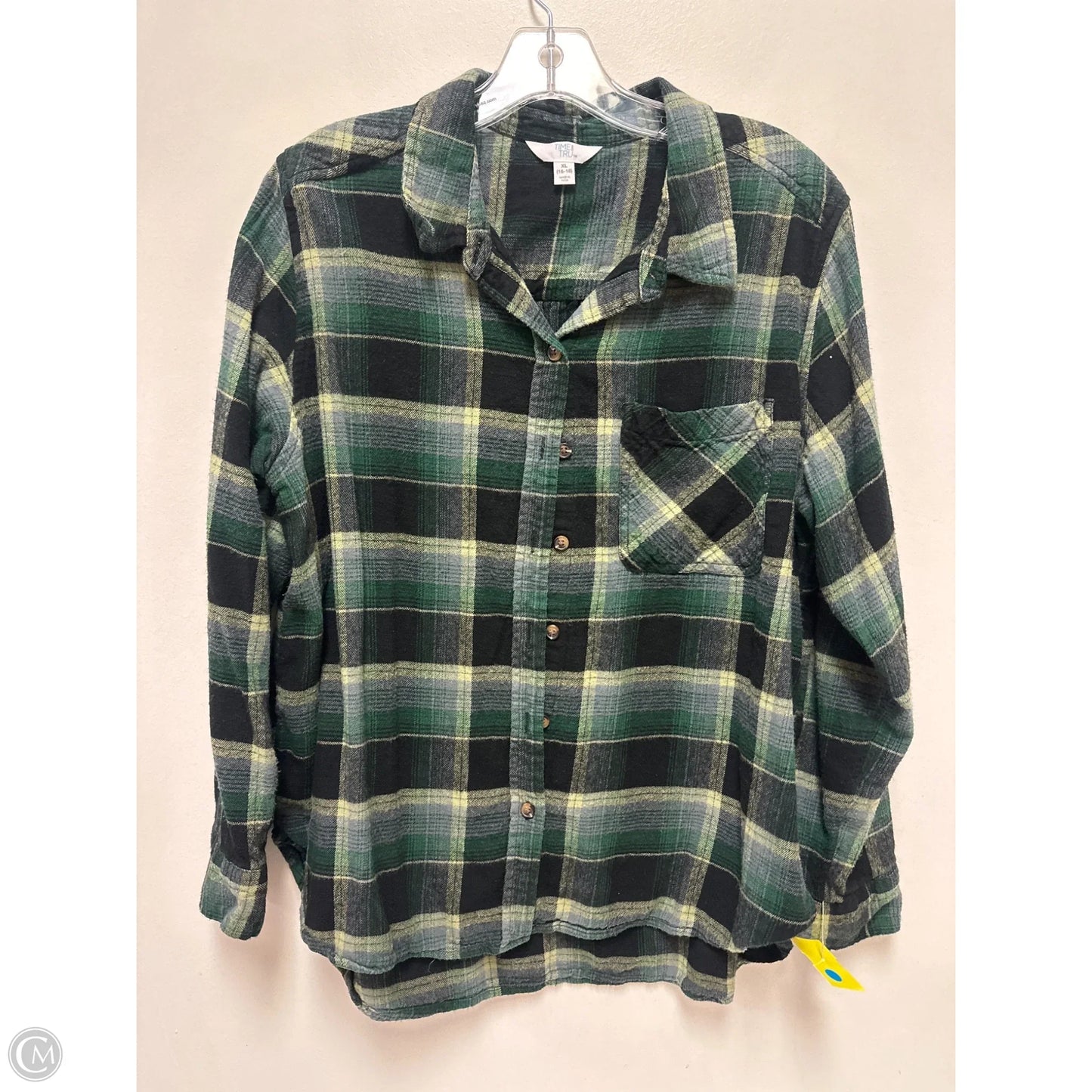 Blouse Long Sleeve By Time And Tru In Green, Size: Xl