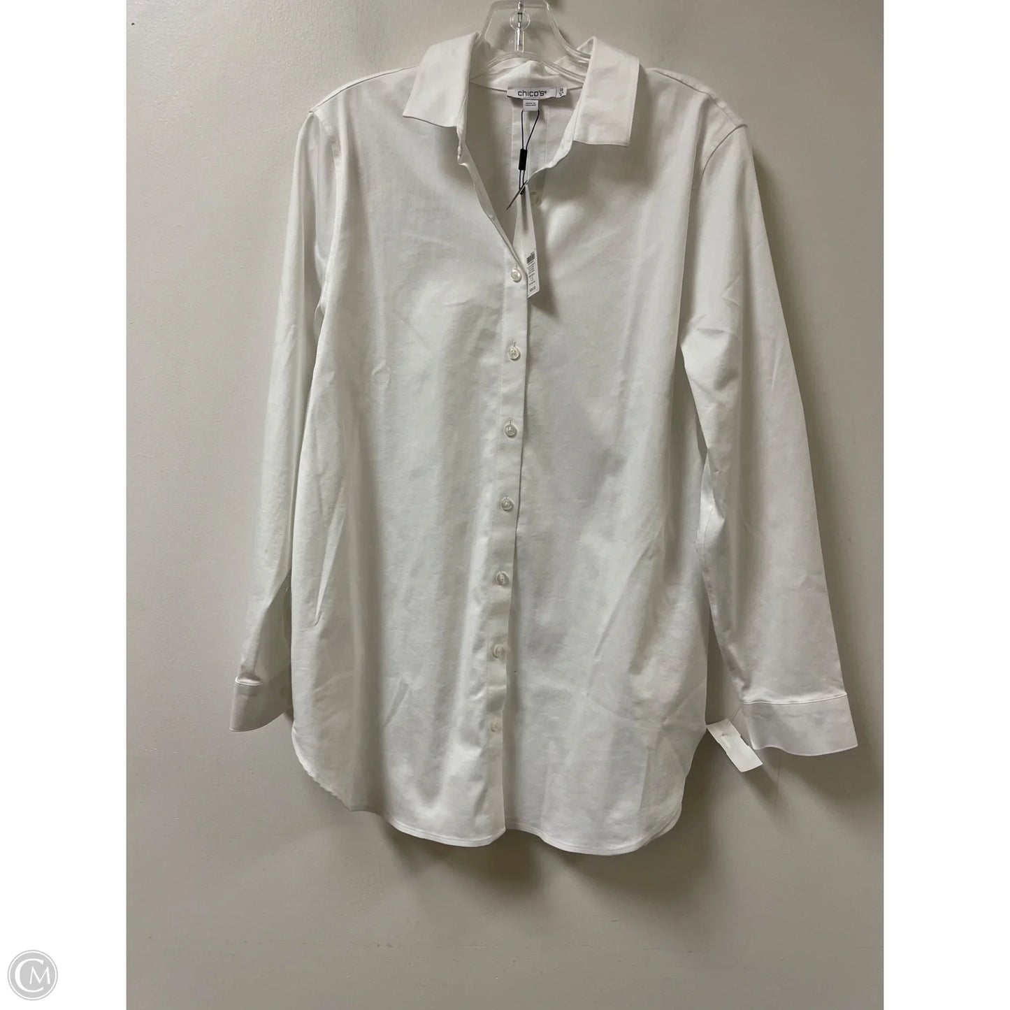 Blouse Long Sleeve By Chicos In White, Size: M