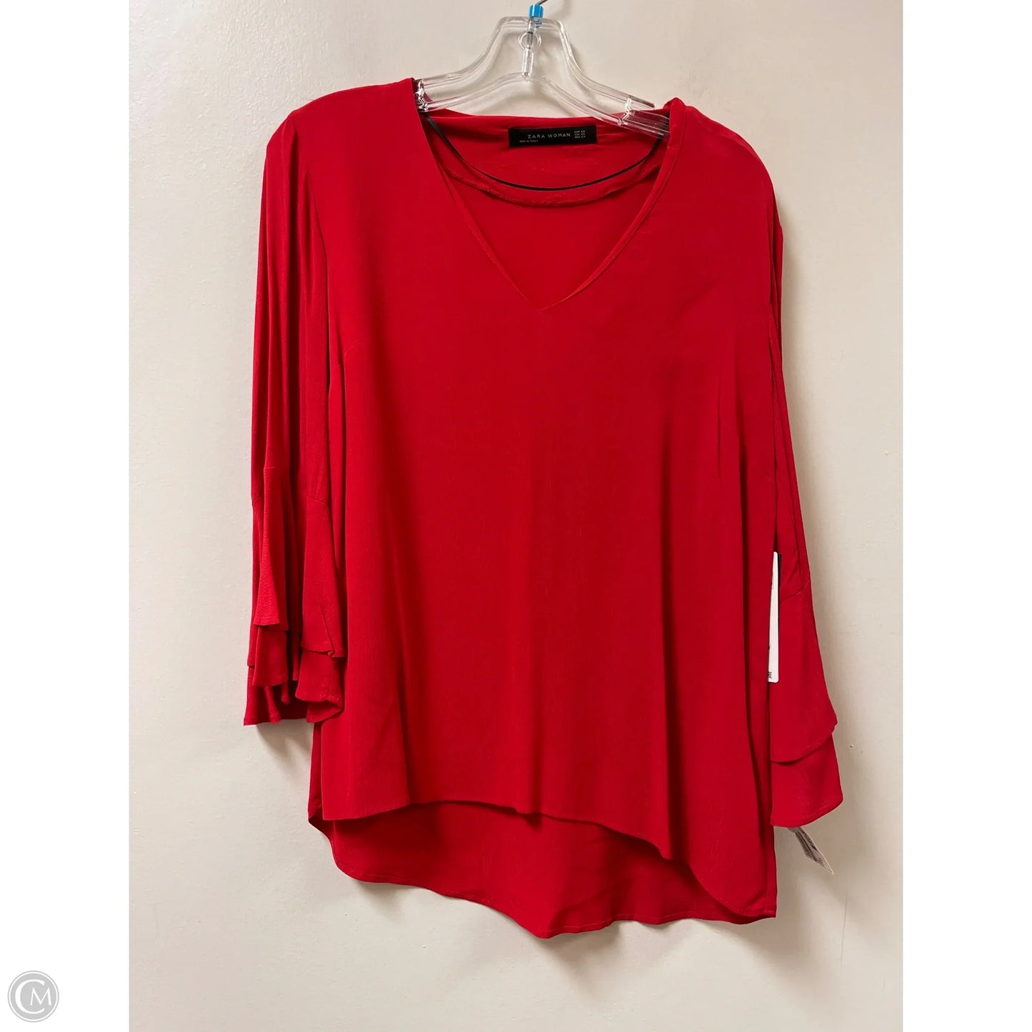 Top Long Sleeve By Zara In Red, Size: Xs