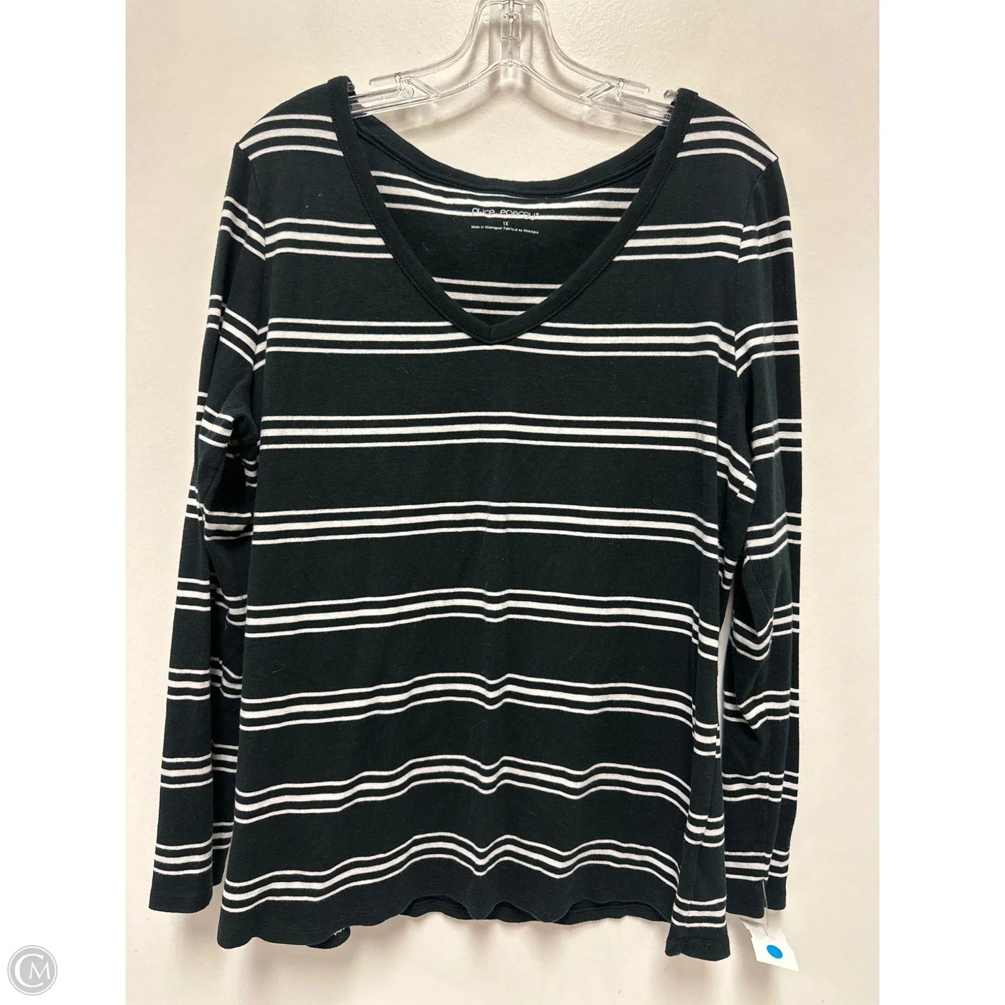 Top Long Sleeve By Pure Energy In Striped Pattern, Size: 1x