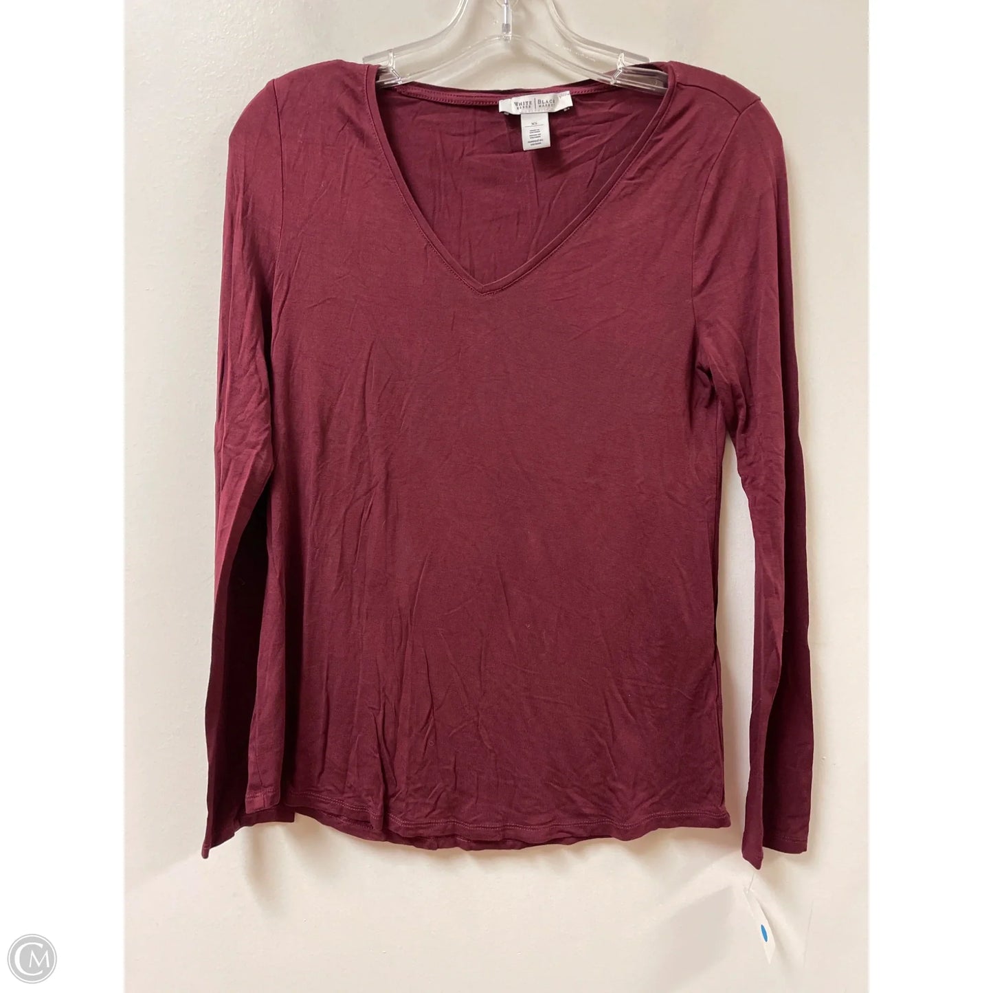 Top Long Sleeve Basic By White House Black Market In Maroon, Size: Xs