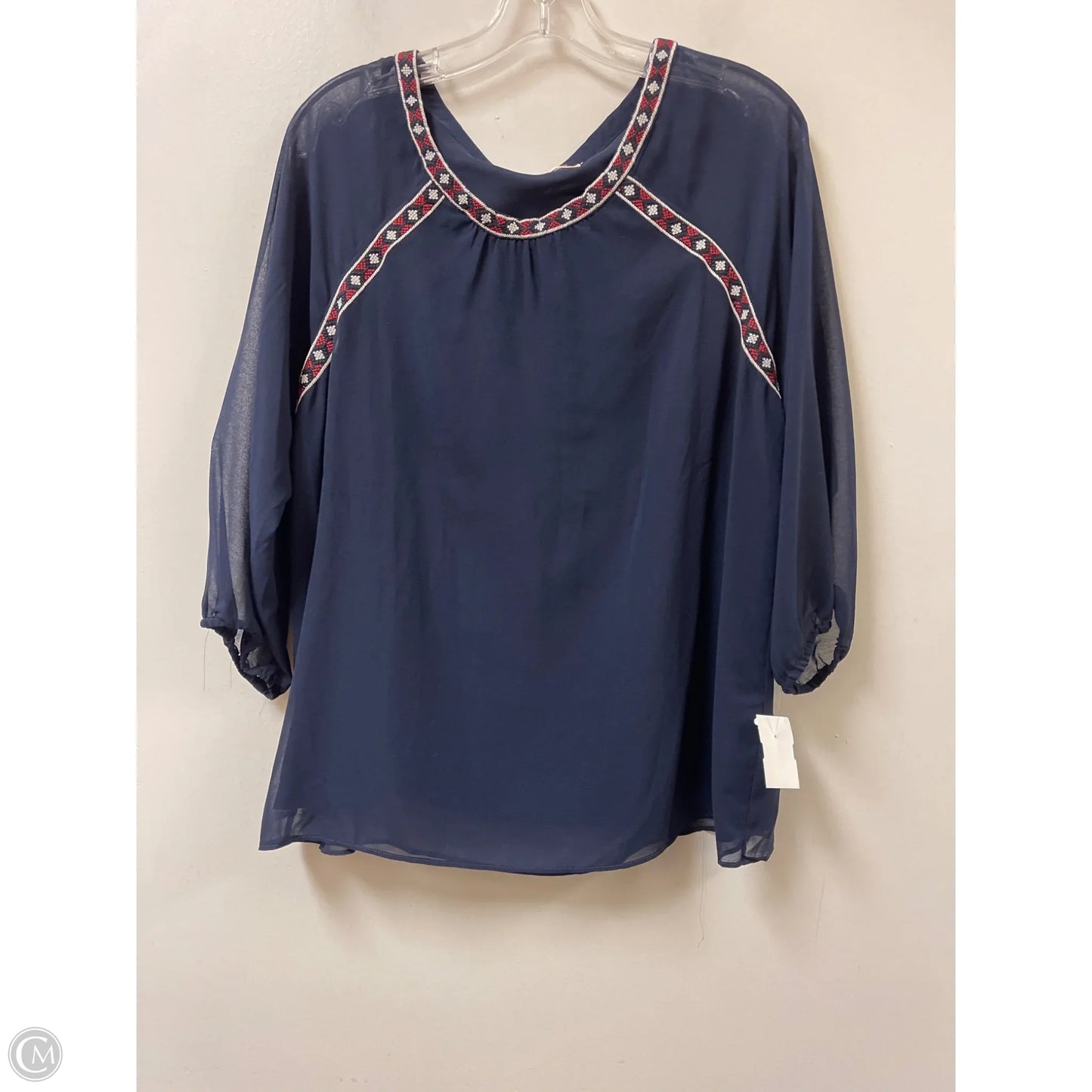 Top Long Sleeve By Skies Are Blue In Navy, Size: L
