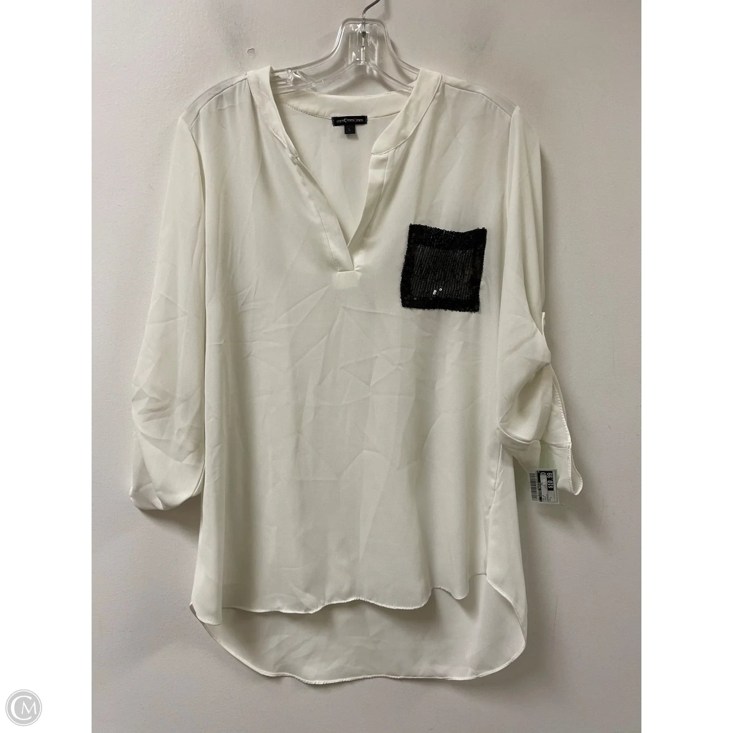Top Long Sleeve By Clothes Mentor In Cream, Size: L