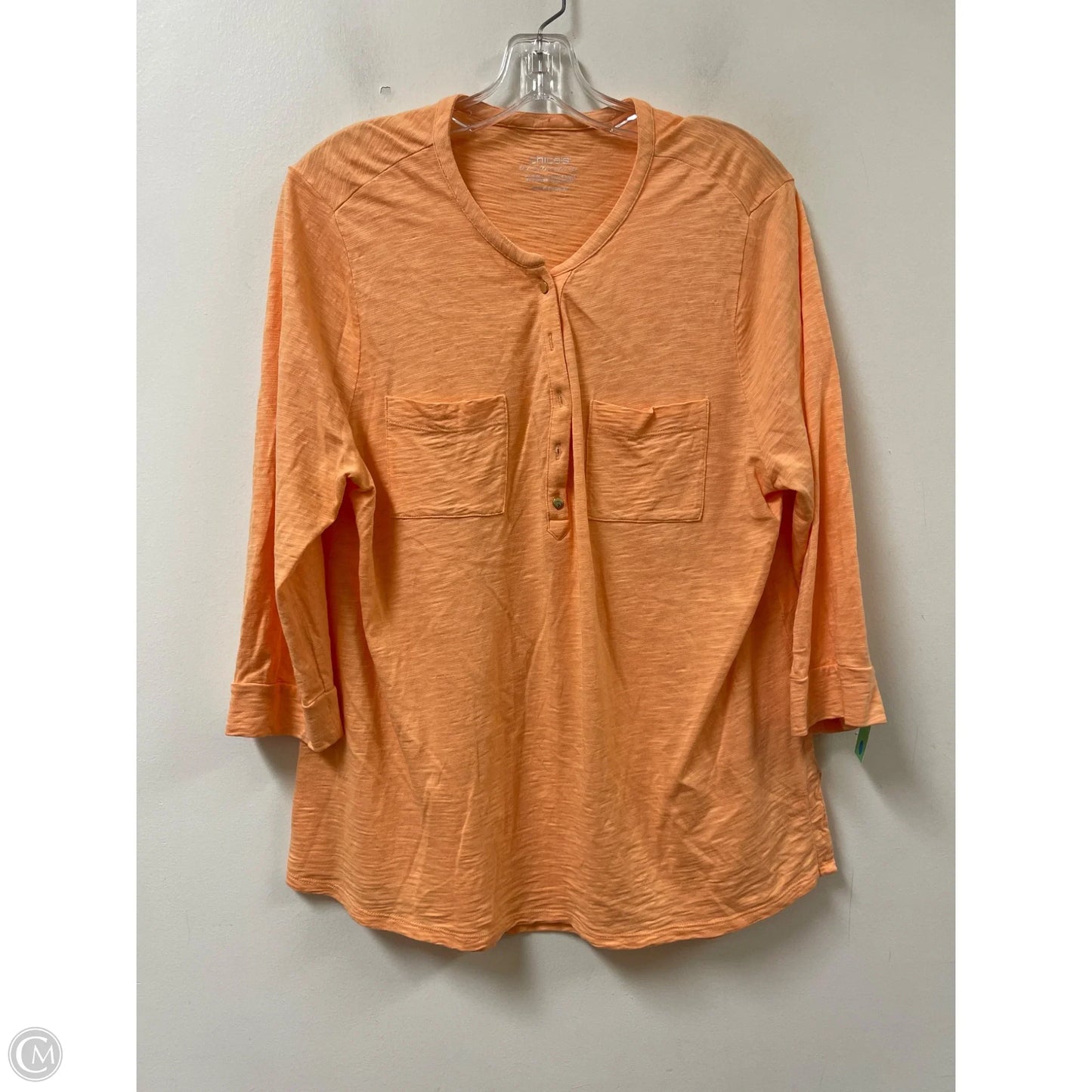 Top Long Sleeve By Chicos In Orange, Size: L