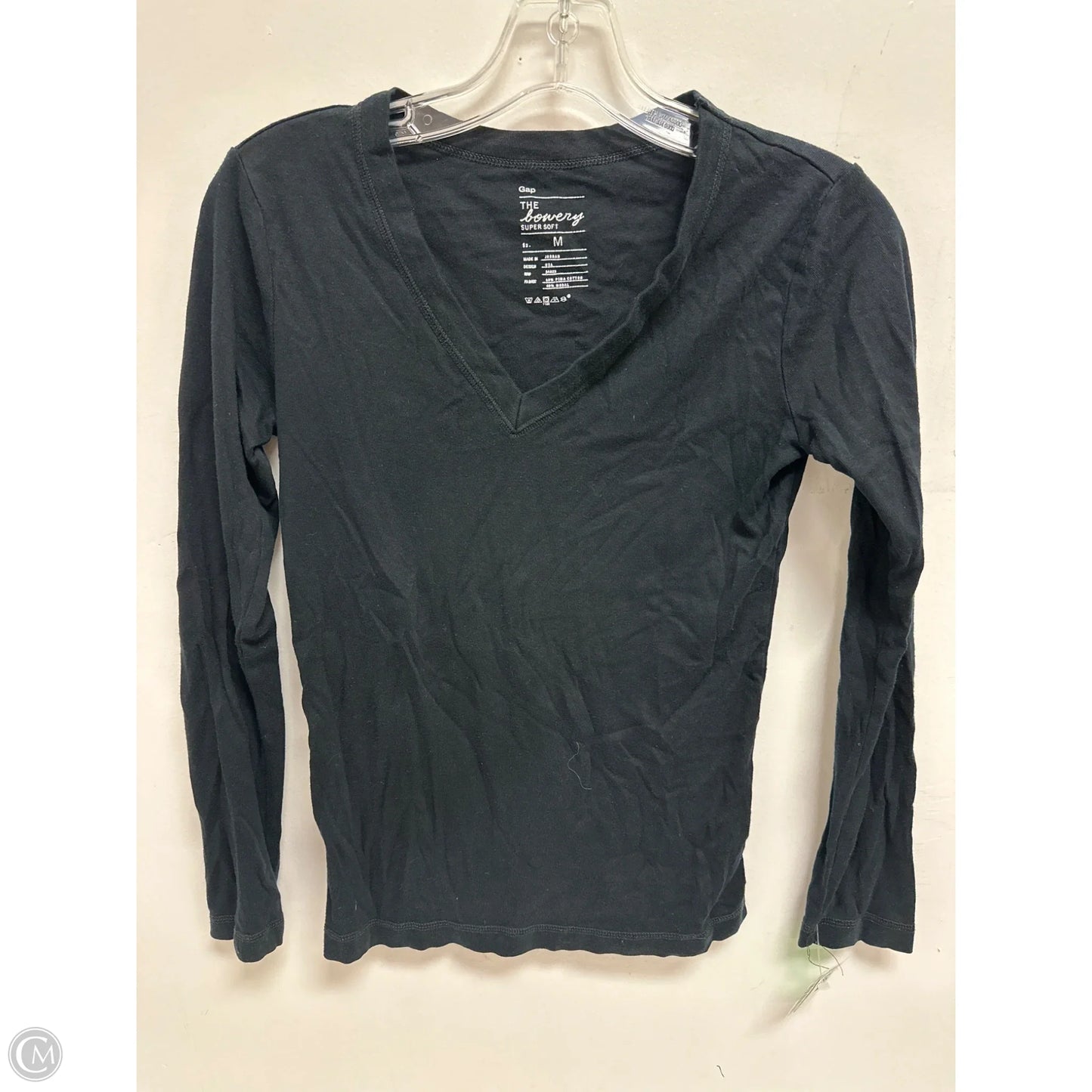 Top Long Sleeve Basic By Gap In Black, Size: M