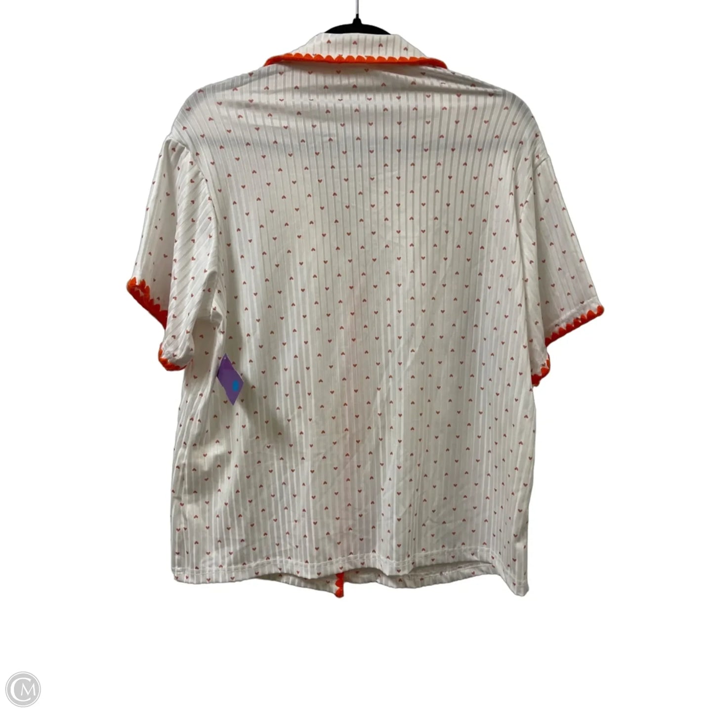 Blouse Short Sleeve By Clothes Mentor In Orange & White, Size: Xl