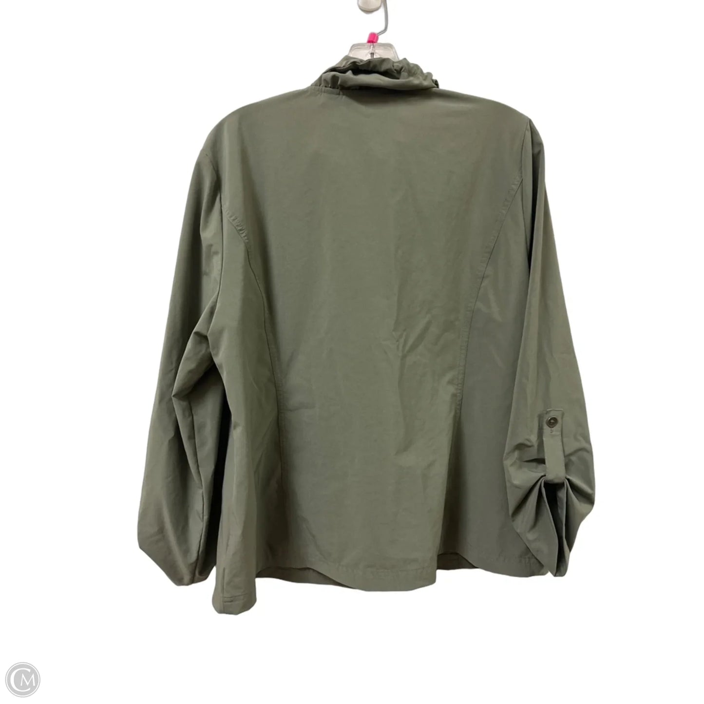 Jacket Windbreaker By Chicos In Green, Size: L