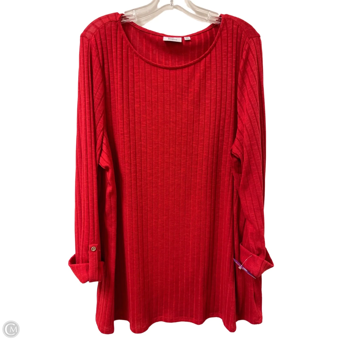 Top Long Sleeve By Kim Rogers In Red, Size: 1x