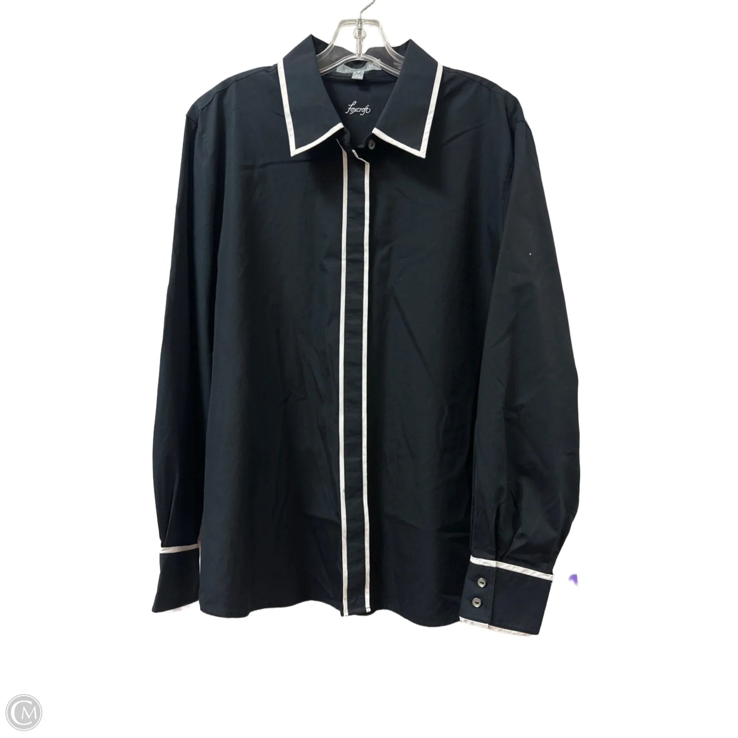 Blouse Long Sleeve By Foxcroft In Black, Size: 3x